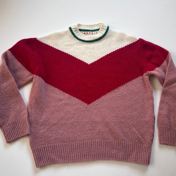 MARNI wool crew neck knit color block sweater - Picture 2 of 8